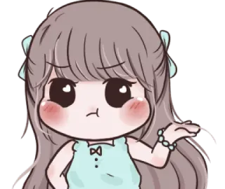 😒 การ์ตูน, เด็กผู้หญิง, น่ารัก, จิบิ, ท่าทาง, สงสัย telegram sticker