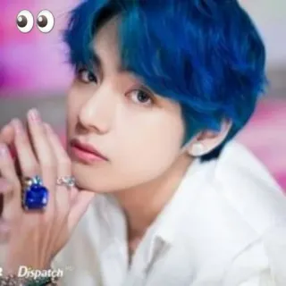 👀 Dispatch persona, hombre, pelo azul, Dispatch, pegatinas ojos, ojos whatsapp sticker