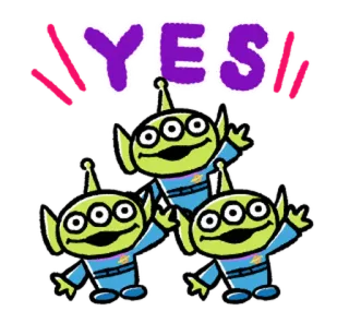 😅 Alien Toy Story YES 외계인, 토이 스토리, 네, 캐릭터, 영화, 픽사, 긍정 telegram sticker