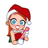 🎉 Kerstmis, vakantie, cartoon, vrouw, viering, feest, rood telegram sticker