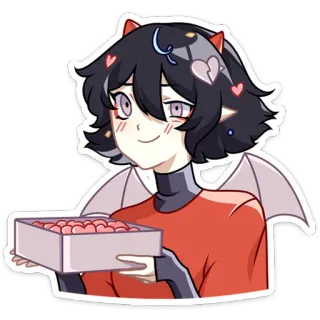 ☺️ Animé, Démon, Dessin animé, Coeur, Amour, Mignon, Saint Valentin, Ailes telegram sticker