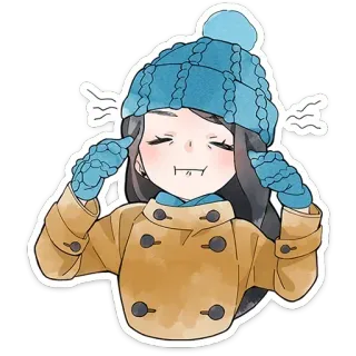 🫣 garota, inverno, casaco, chapéu, frio, estilo anime telegram sticker