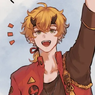 🍡 Thoma Genshin Impact Anime, Genshin Impact, Thoma, Gra wideo, Postać, Czerwona kurtka, Fanart telegram sticker