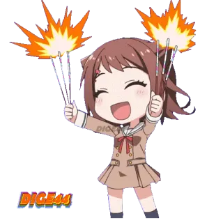 🥳 DICE44 动漫, 女孩, 庆祝, 烟花棒, 快乐 whatsapp sticker