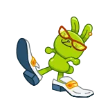 😎 การ์ตูน, ตัวละคร, สีเขียว, แว่นตา, รองเท้า, เดิน telegram sticker