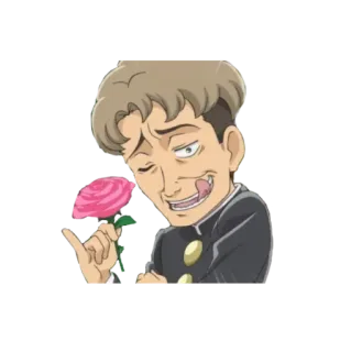 🌹 Anime, Homem, Rosa, Sorriso irônico, Uniforme escolar telegram sticker