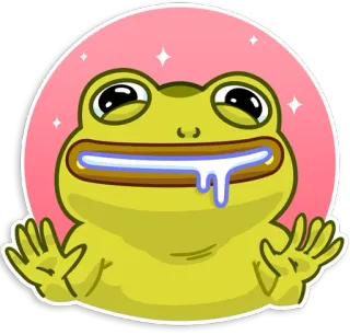 🤤 ếch, hoạt hình, nhãn dán, dễ thương, động vật, hài hước whatsapp sticker