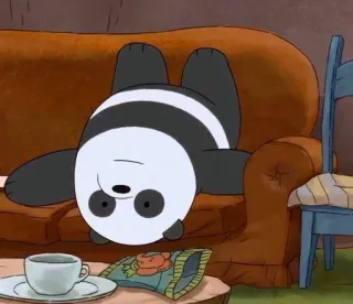 🙃 Panda We Bare Bears cartone animato, panda, pigro, divano, animato, serie TV telegram sticker