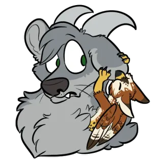 👂 wolf, bird, animal, cartoon, sticker telegram sticker