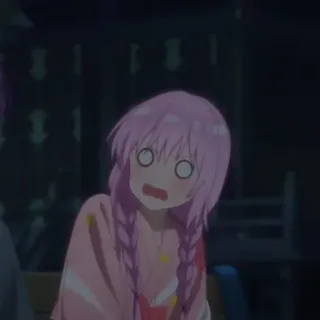 📎 Anime, Mädchen, geschockt, pinke Haare, Ausdruck, Cartoon, süß telegram sticker