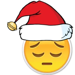 😔 Emoji, Natal, Triste, Gorro de Papai Noel, Feriado telegram sticker