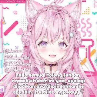 🎀 Haku Koyoria hallo semua! tolong jangan
repack sticker ini yaa, apalagi
dijadikan ava/dipindahkan ke
apk lain. itu dilarang okayy vtuber, Anime Girl, Kawaii, Pink, Süß, Sticker, Fanart whatsapp sticker
