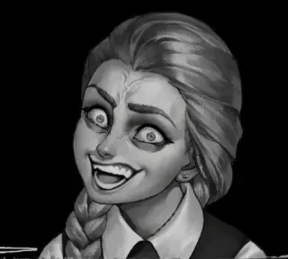 🤬 gruselig, Frau, unheimlich, Horror, Gesicht, Graustufen telegram sticker