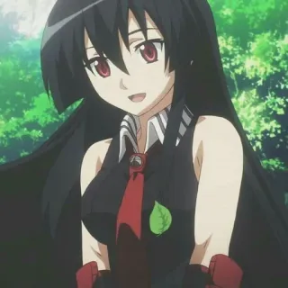 😀 Akame Akame ga Kill! аниме, девушка, черные волосы, красные глаза, Akame ga Kill telegram sticker