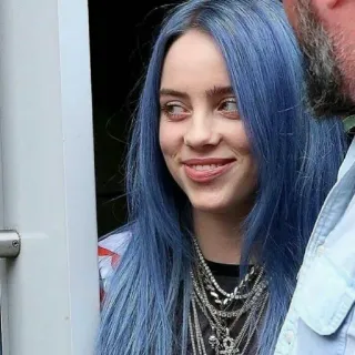 😏 Billie Eilish singer, musician, blue hair, pop star telegram sticker