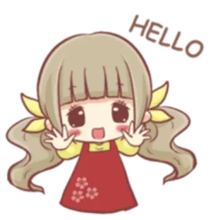 👋 HELLO Аниме девушка, Каваи, Привет, Знак мира, Чиби, Милый, Мультфильм telegram sticker