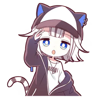 👋 Anime, Manga, Nhân vật, Kawaii, Mèo, Cô gái telegram sticker