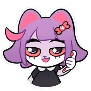 🤙 cat, cartoon, character, purple hair, bow, cute, sticker telegram sticker