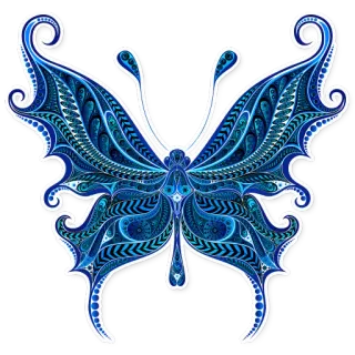 🦋 butterfly, insect, blue, pattern, decorative, ornate telegram sticker