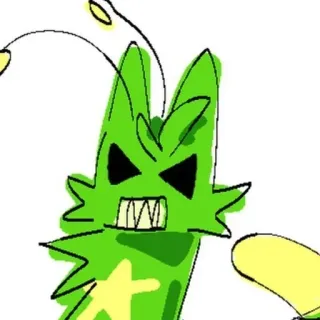 ❇️ kreskówka, potwór, zielony, stworzenie, rysunek, szkic telegram sticker