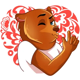 ❤ bear, cartoon, animal, character, wink, kiss telegram sticker
