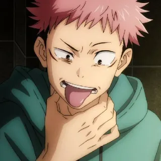 🤪 Yuji Itadori Jujutsu Kaisen 动漫, 漫画, 虎杖悠仁, 咒术回战, 舌头, 粉色头发, 角色, 男孩 whatsapp sticker