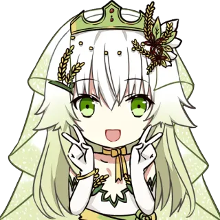 ✌️ anime girl, cute, kawaii, cartoon, wheat, peace sign, chibi whatsapp sticker