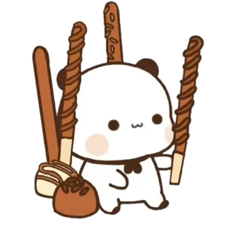 🍪 Panda, Lindo, Kawaii, Chocolate, Dulces, Postre whatsapp sticker