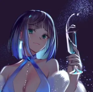 🧿 Anime, Phụ nữ, Váy, Lấp lánh, Thanh lịch, Chân dung telegram sticker