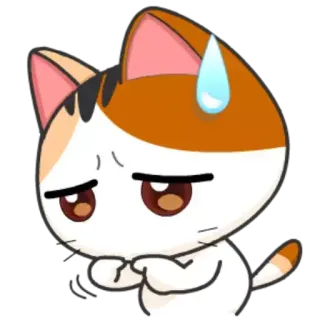 😥 猫, 可愛い, 汗, 心配, 漫画, アニメ telegram sticker
