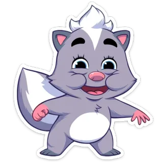 ☺️ Stinktier, Tier, Cartoon, Säugetier, Niedlich, Lustig, Wildtier telegram sticker
