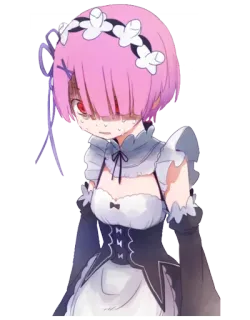 😱 Ram Re:Zero anime, maid, pink hair, cartoon, angry whatsapp sticker
