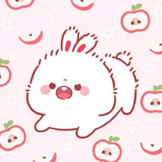 🍼 conejo, lindo, animal, kawaii, manzana telegram sticker