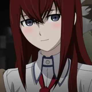 ⚙️ Makise Kurisu Steins;Gate Anime, Makise Kurisu, Steins Gate, Feminino, Cabelo ruivo, Corando whatsapp sticker