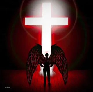 👹 ange, croix, ailes, silhouette, religion telegram sticker