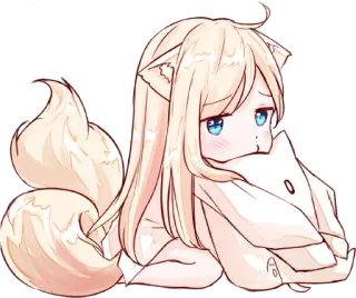 😗 อนิเมะ, สาวจิ้งจอก, น่ารัก, เคโมะมิมิ, หูสัตว์, มังงะ, คาวาอิ telegram sticker