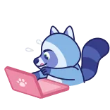 💻 gấu trúc Mỹ, máy tính, máy tính xách tay, động vật, hoạt hình, dễ thương telegram sticker