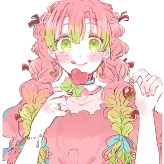 😋 Mitsuri Kanroji Demon Slayer Anime, Dễ thương, Manga, Kawaii, Nhân vật, Cô gái, Đồ ngọt, Kẹo mút telegram sticker