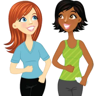 🏃‍♀ femmes, fitness, exercice, dessin animé, amitié, santé, jogging telegram sticker