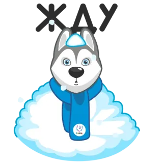 🙄 Husky, Hund, Schnee, Winter, Schal, Mütze, Cartoon telegram sticker