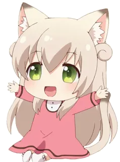 😃 Anime, Kawaii, Gadis kucing, Lucu, Chibi whatsapp sticker