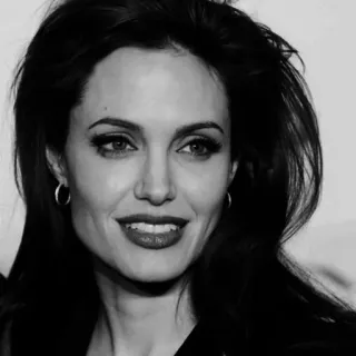 🗻 Angelina Jolie attrice, donna, ritratto, celebrità, bianco e nero telegram sticker