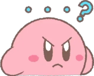 😤 Kirby 커비, 화난, 질문, 핑크, 닌텐도 telegram sticker