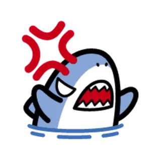 🐯 Squalo, Arrabbiato, Cartone animato, Animale whatsapp sticker
