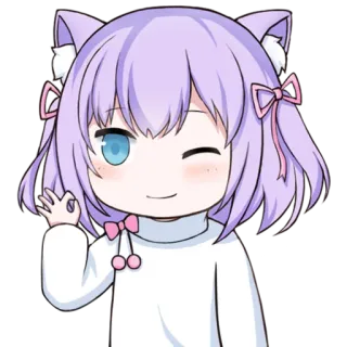 👌 anime, chica gato, lindo, kawaii, chibi, dibujos animados whatsapp sticker