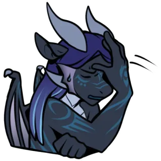 😑 dragon, character, monster, fantasy, cartoon, sad, worried telegram sticker