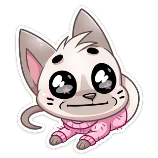 😐 gato, gatinho, fofo, desenho animado, animal, adesivo whatsapp sticker