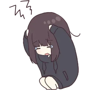 😨 Аниме, Плачет, Грустно, Эмоциональный, Аниме девушка, Стикер telegram sticker