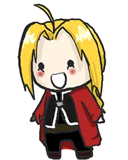 😄 Edward Elric Fullmetal Alchemist anime, manga, chibi, fanart, fullmetal alchemist, edward elric telegram sticker