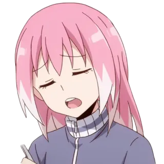 😔 Anime, Manga, Chica, Pelo rosa, Personaje, Ilustración telegram sticker